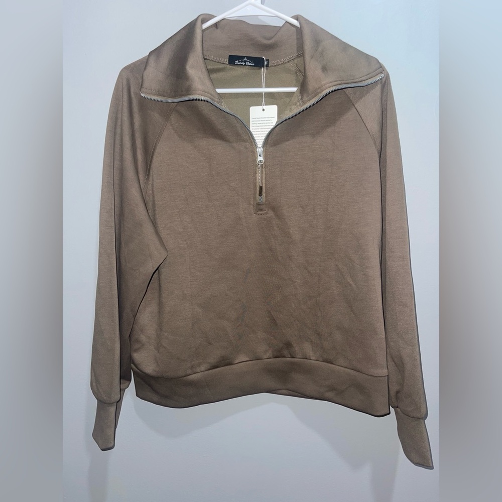 Trendy Queen Womens Oversized Sweatshirt Half Zip Pullover